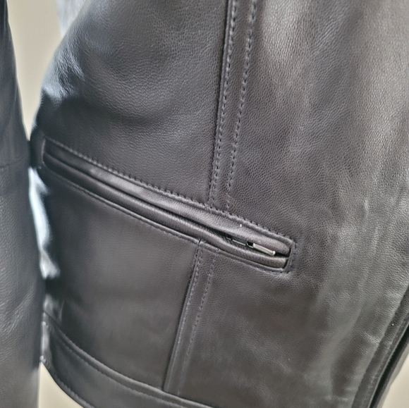 Bh Sophisticates Black Lamb Leather Jacket Blazer Moto NEW Size M #1268 - Picture 7 of 16